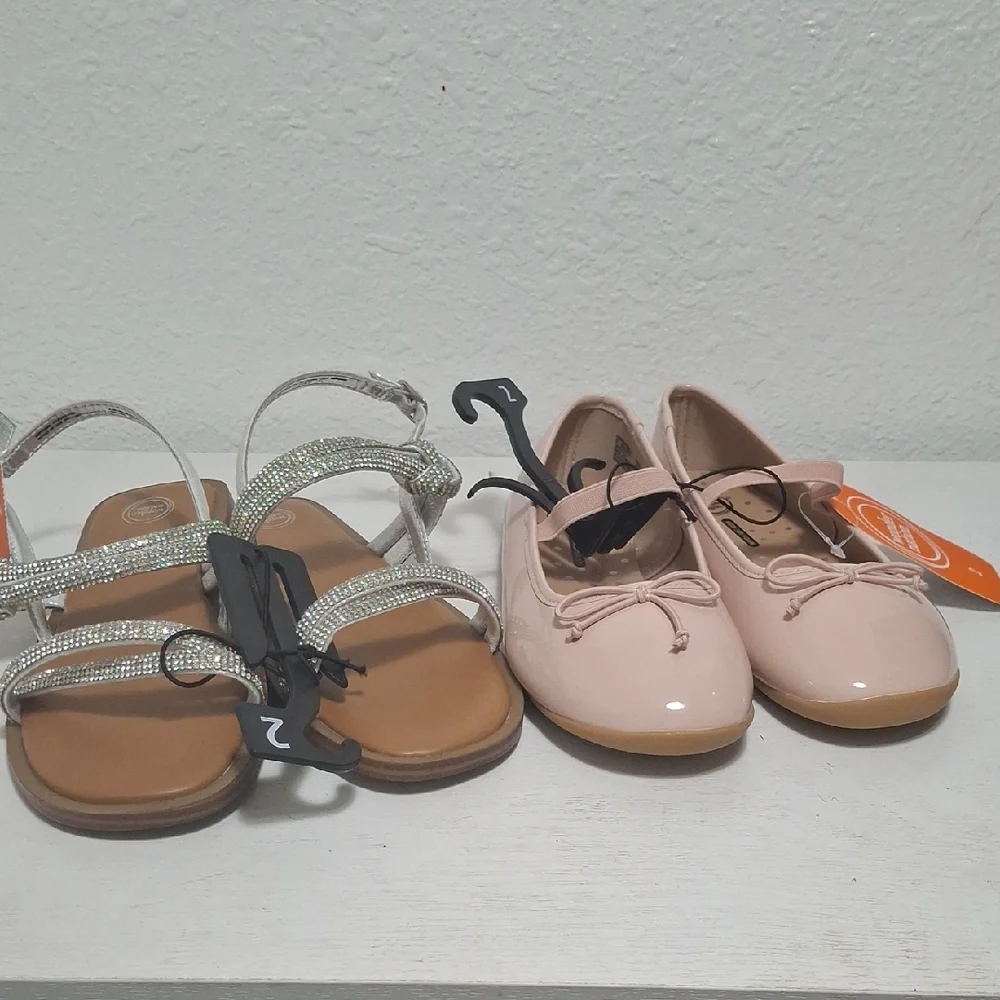 Kids Shoes Pink Flats And Sparkle Sandels